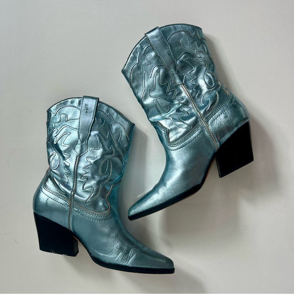 Dolce Vita Landen Metallic Blue Ankle Booties